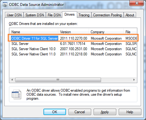 Odbc driver 11 for sql server client unable to establish connection
